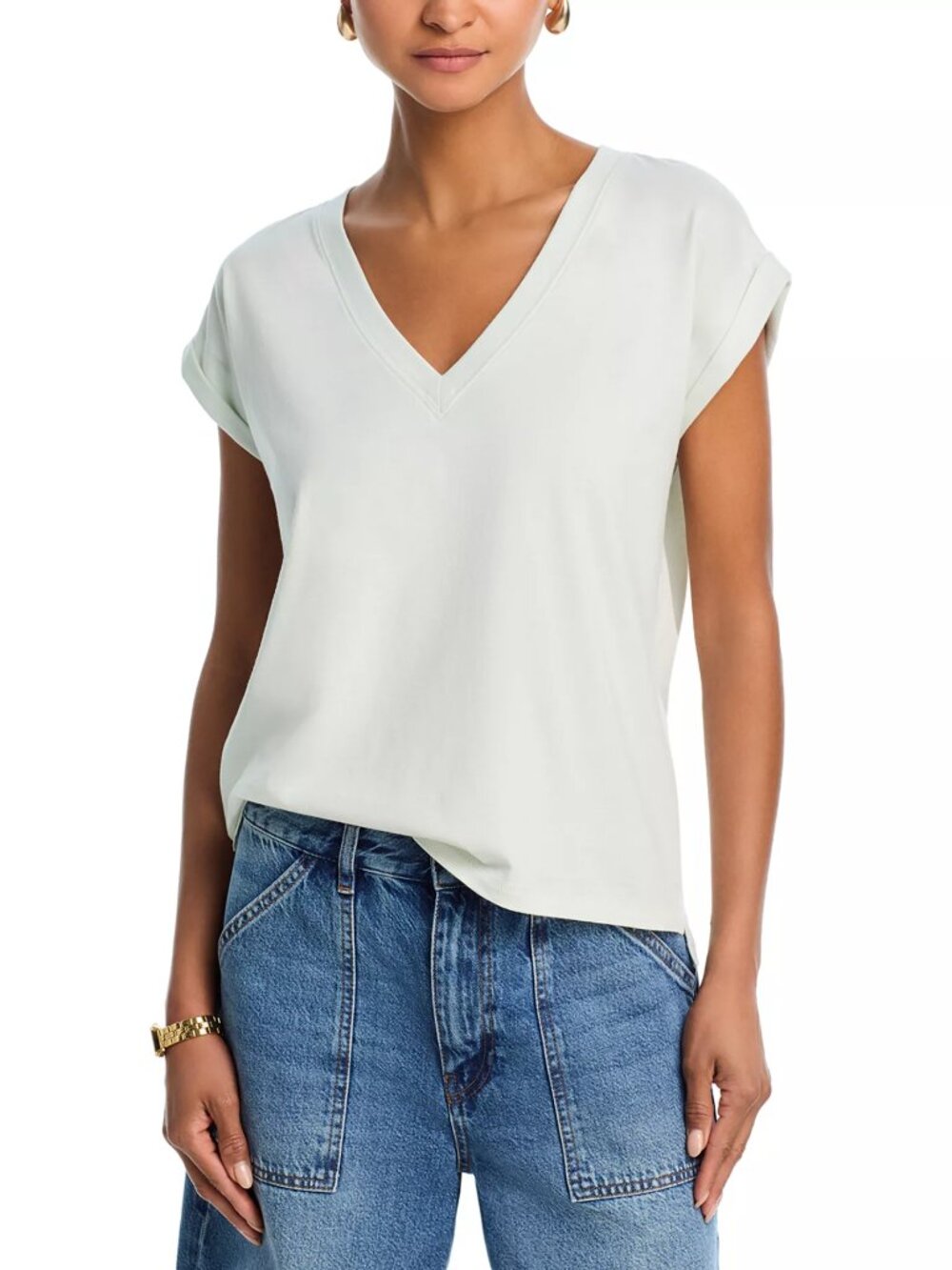 FRAME Easy Care Cotton V Neck Tee Large NWT